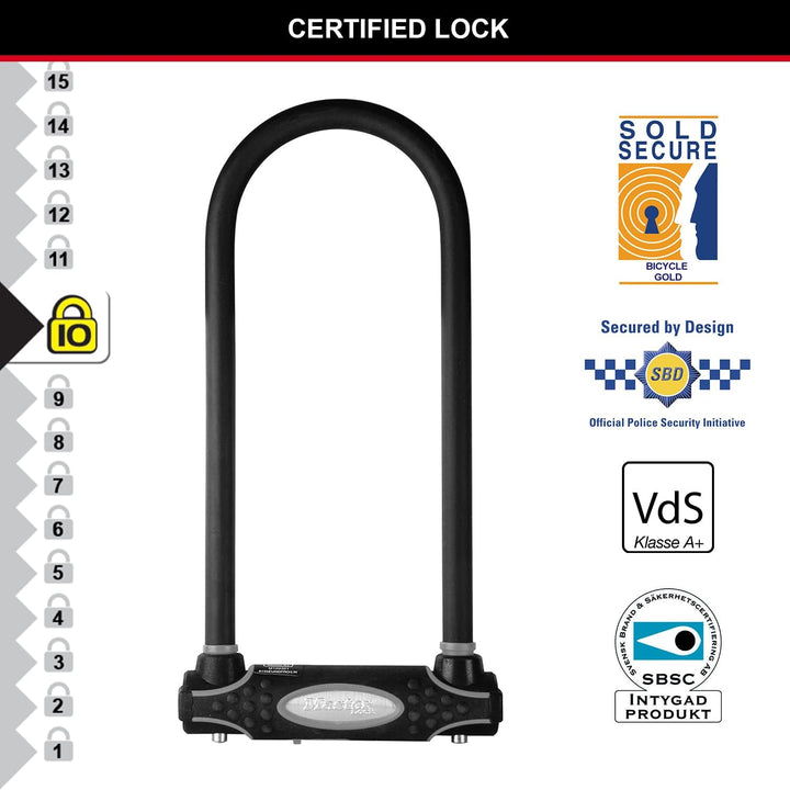 MASTER LOCK Bügelschloss [Schlüsselschloss] [mit Halterung] [Zertifiziertes Fahrrad Schloss - Secure