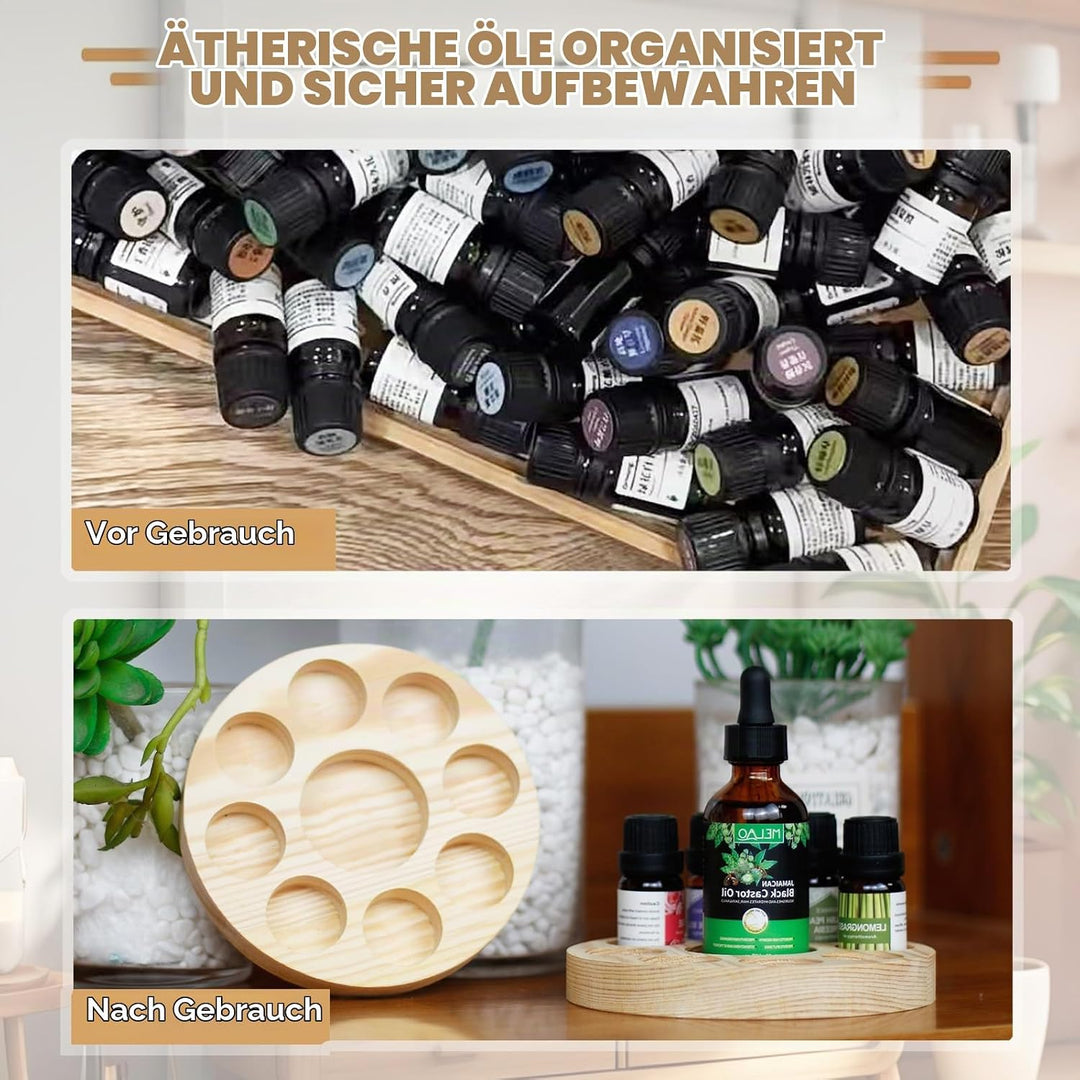Honicemar 9 Loch Hölzern für Ätherisches Öl Display Ständer, Aromatherapie Öle Organizer – 4 Stück Ä