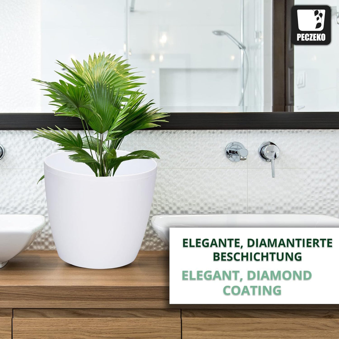 PECZEKO Glänzende Blumentöpfe - Deko Pflanztopf für Blumen &amp; Kräuter - Langlebige &amp; leichte runde Ku