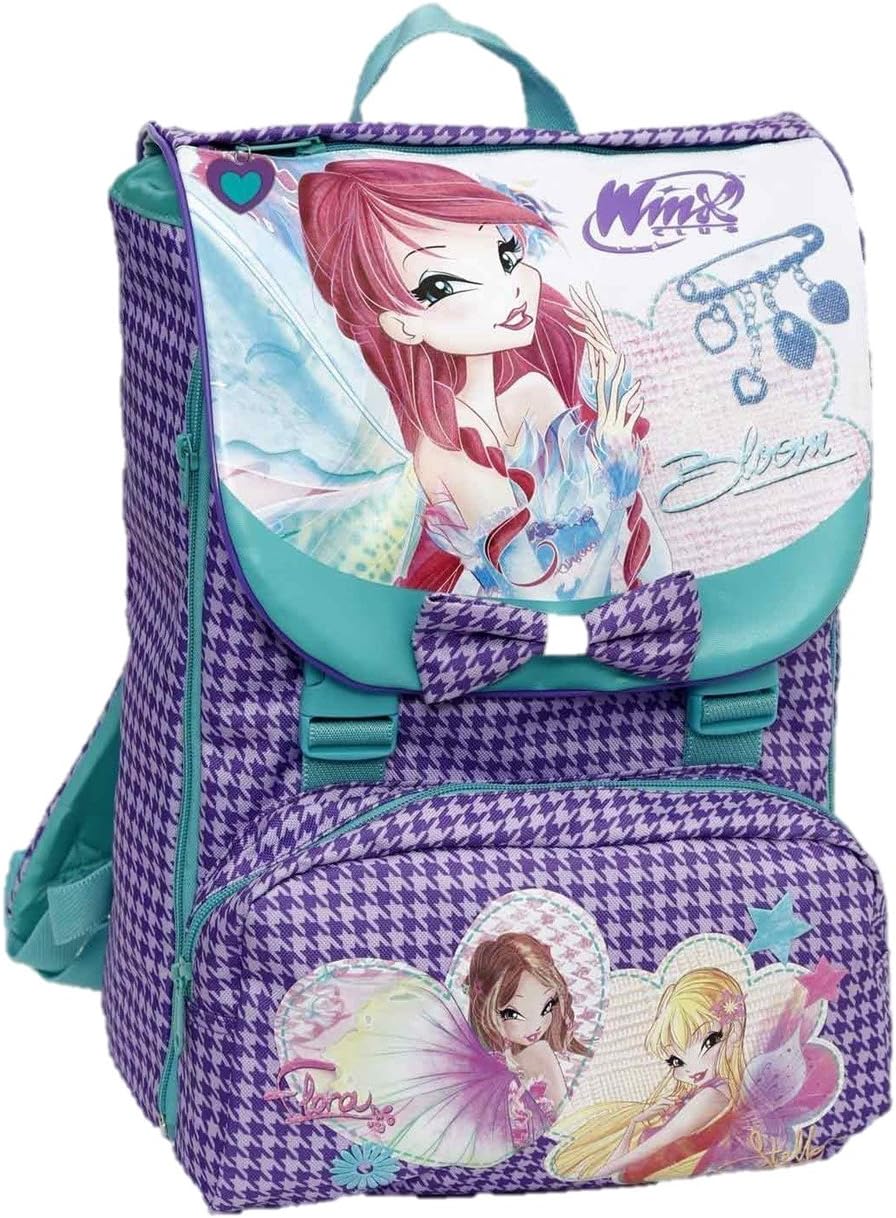 Winx 2015/16 Erweiterbarer Schul-Rucksack mit Nackenband und Ohrstöpsel