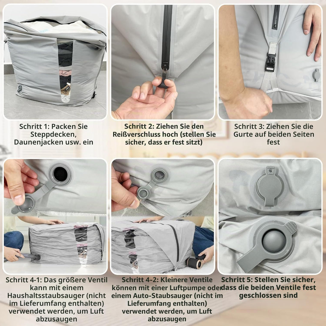 EULANT Grosse Nylon Vakuumbeutel für Kleidung mit luftdichtem IP67 Reissverschluss,Wasserdicht Vakum