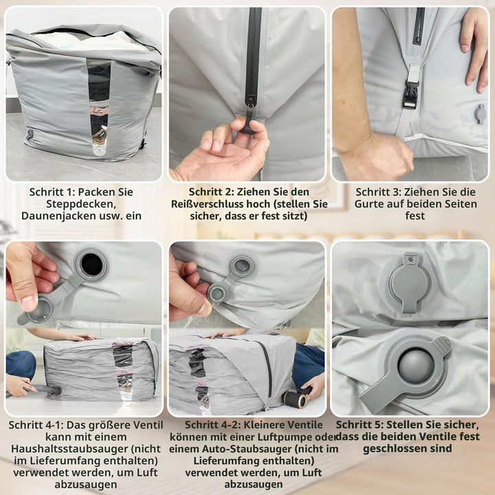 EULANT Grosse Nylon Vakuumbeutel für Kleidung mit luftdichtem IP67 Reissverschluss,Wasserdicht Vakum