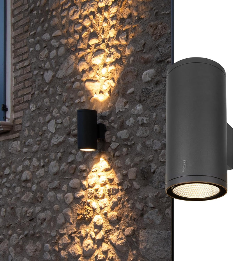 SLV LED Wandlampe ENOLA UP/DOWN L für die Aussenbeleuchtung von Wänden, Wegen, Eingängen, LED Strahl