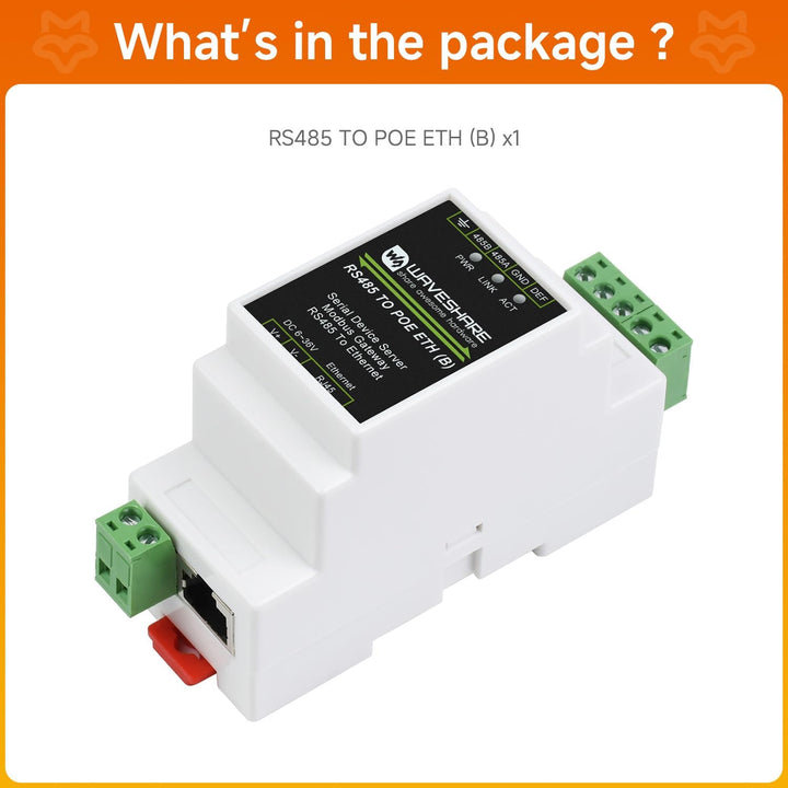 LUCKFOX Industrial Serial Device Server &amp; IoT Gateway with PoE, RS485 to Ethernet, Rail-Mount, Modbu