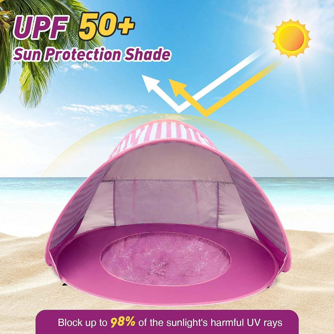 Strandmuschel Baby Pop Up Strandzelt, Baby Strand Zelt mit Mini Pool Tragbar Pop Up Baby Strandzelt