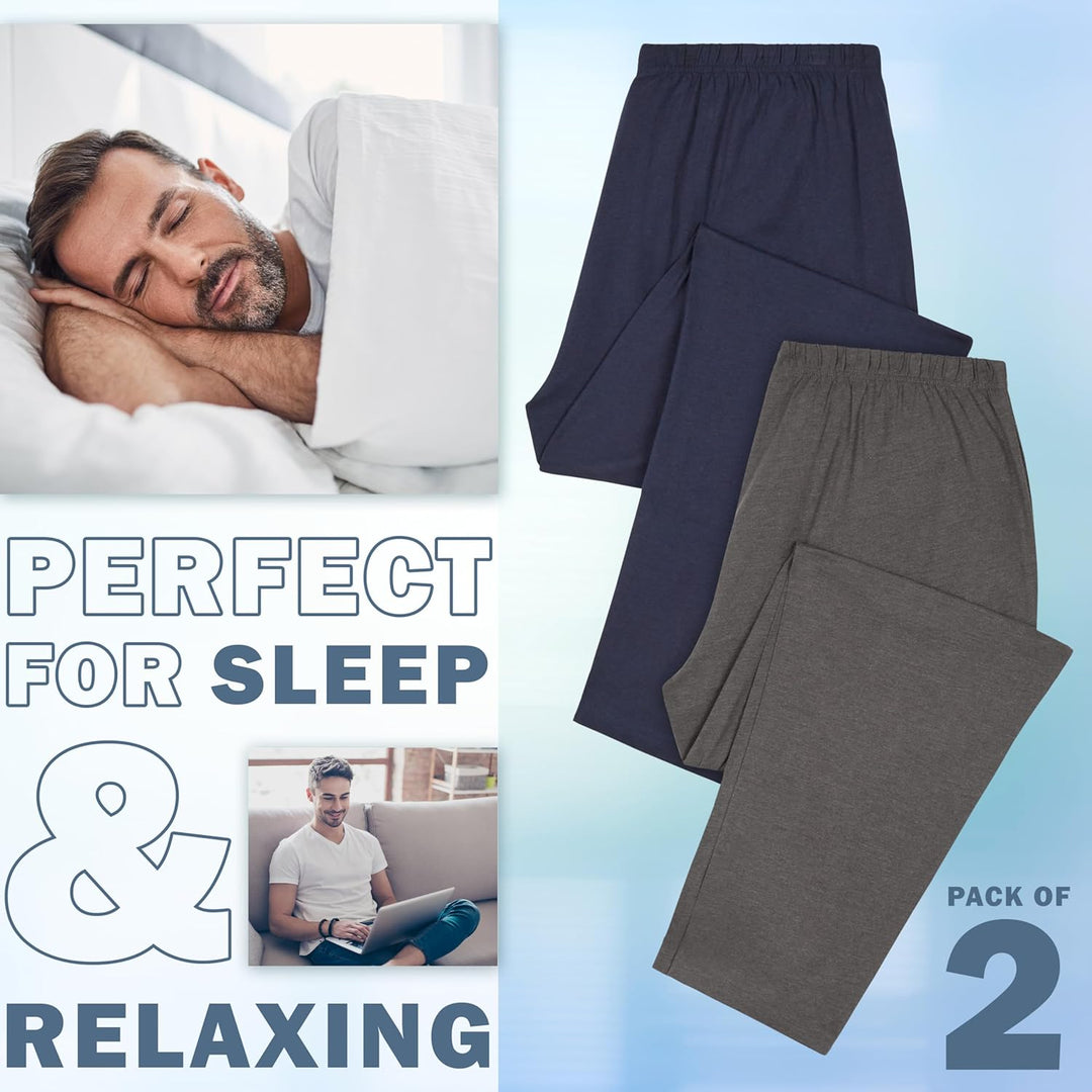 CityComfort Herren Schlafanzughose Lang mit Seitentaschen & elastischem Bund, 2er Pack M Bund mit Ko