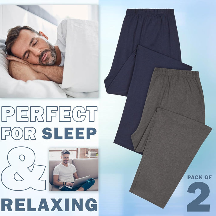 CityComfort Herren Schlafanzughose Lang mit Seitentaschen & elastischem Bund, 2er Pack M Bund mit Ko