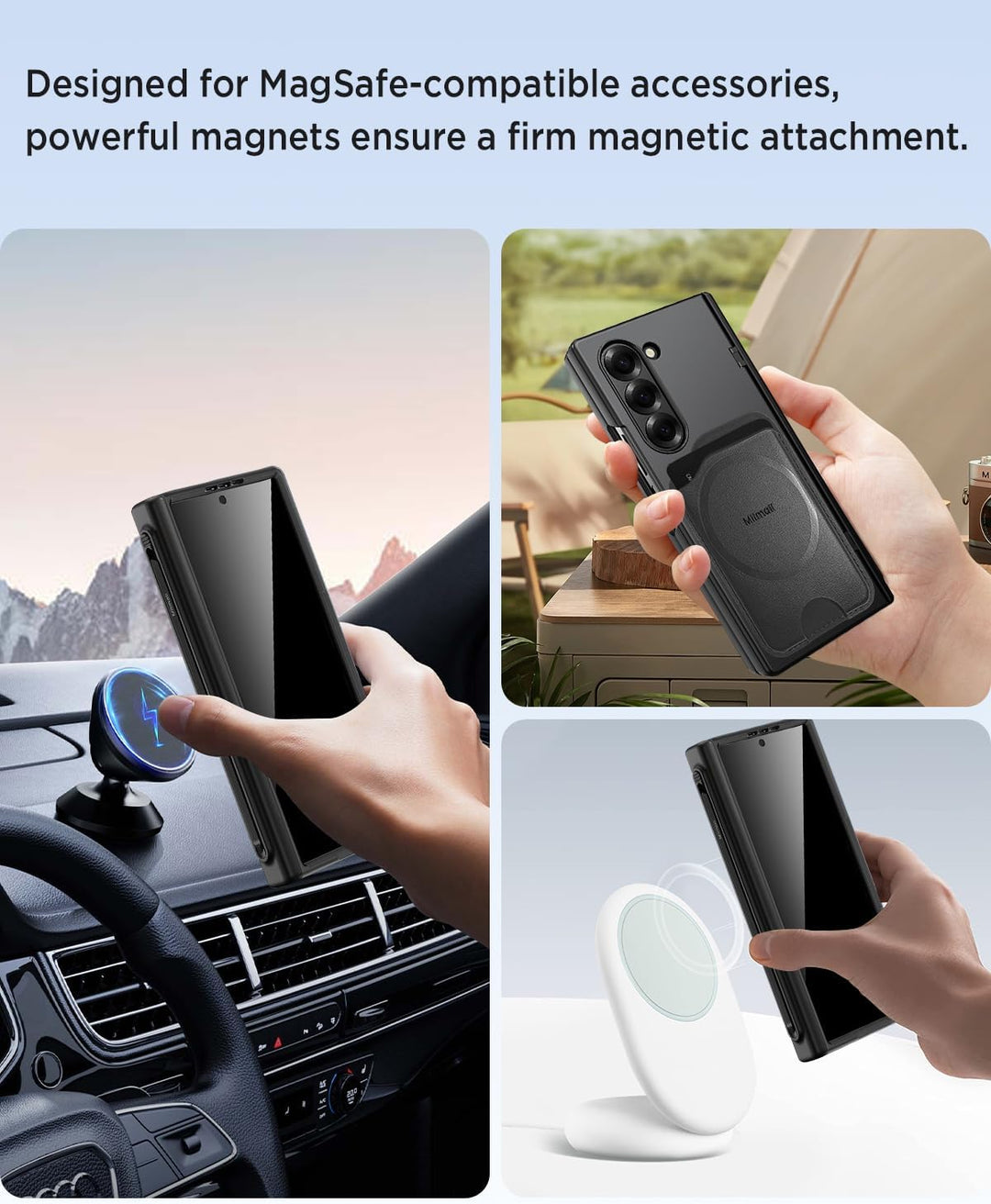 Miimall Magnetisch Hülle Kompatibel mit Samsung Galaxy Z Fold 6 Hülle mit S-Pen &Stifthalter, [Anti-