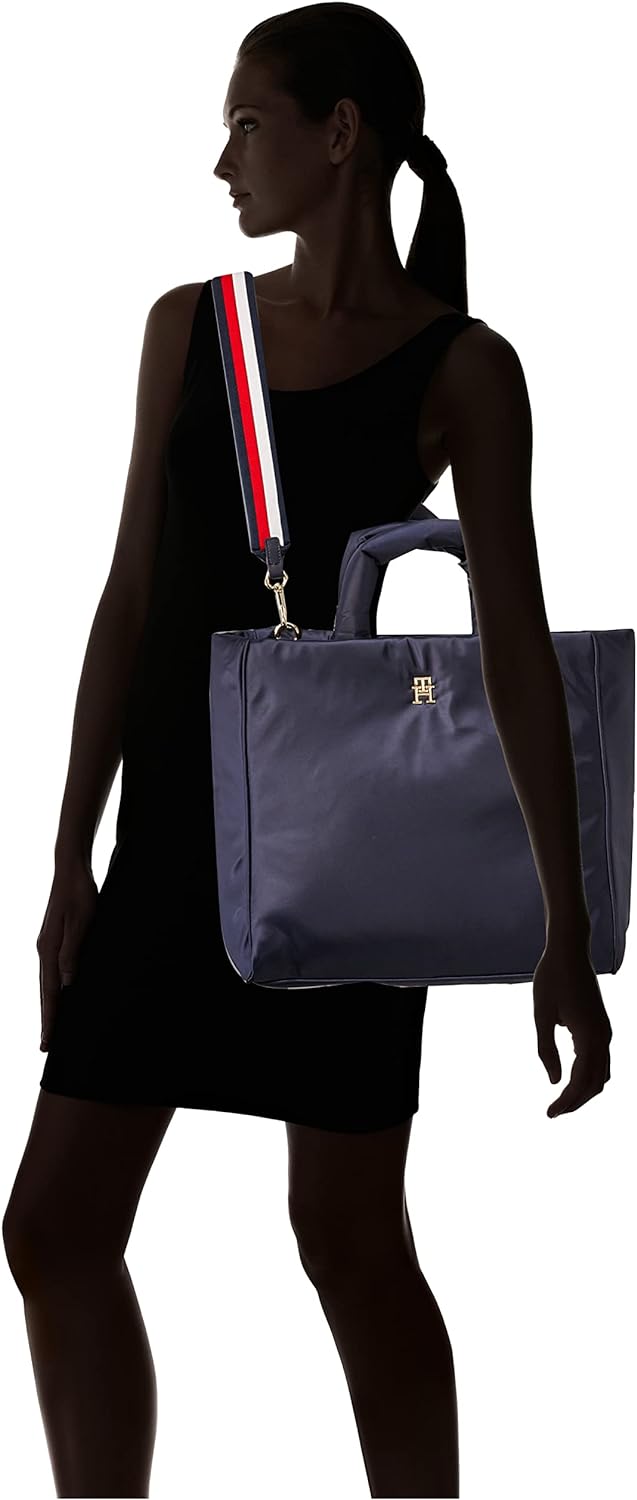 Tommy Hilfiger Damen Tote Bag Tasche TH Flow Tote Solid mit Reissverschluss, Blau (Space Blue), Einh