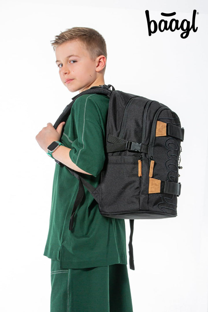 Baagl Schulrucksack für Jungen Mädchen Teenager - Skateboard Rucksack - Kinderrucksack mit Laptopfac