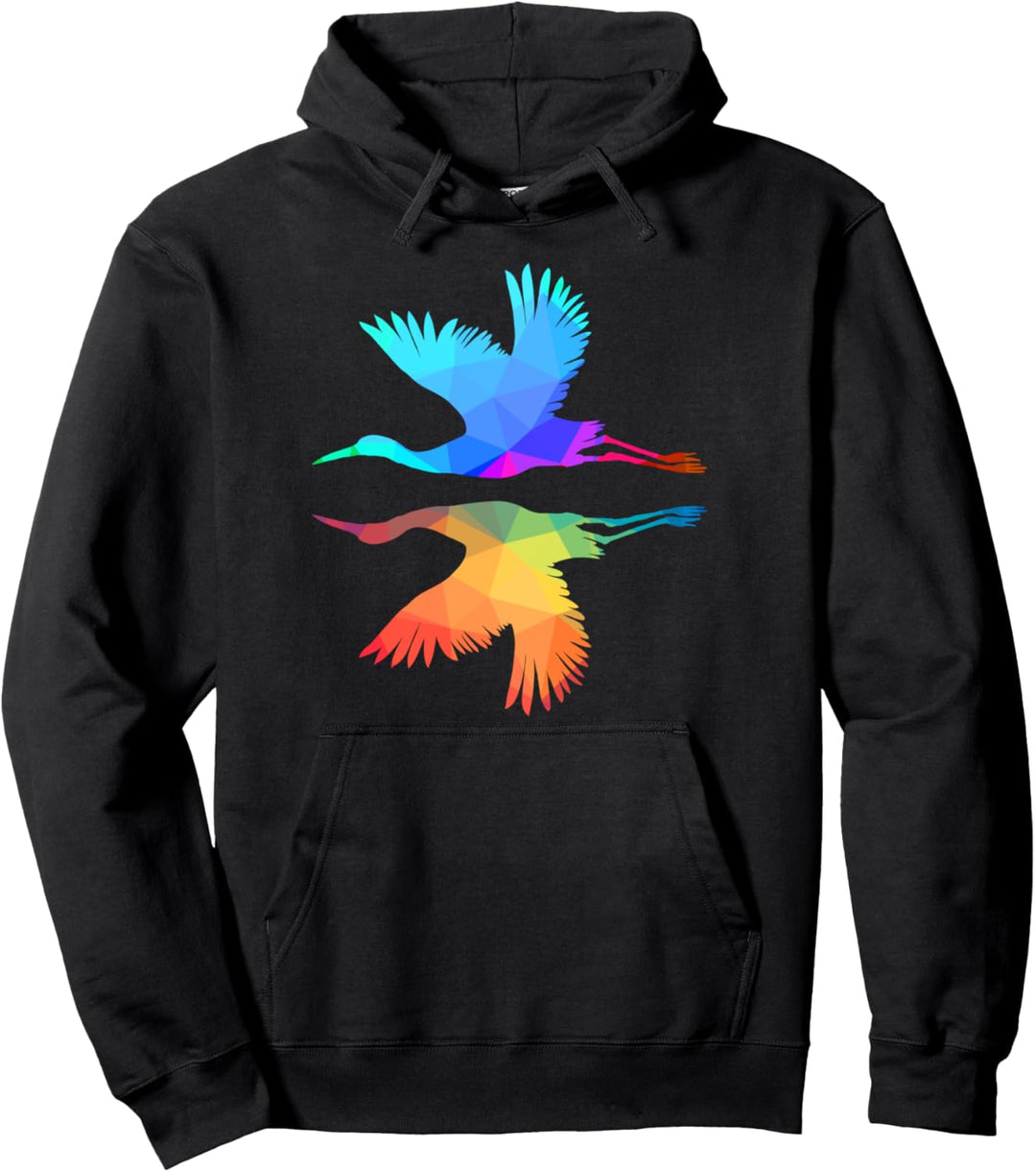 Kranich Japanisch Kraniche Farbenfroh Storch Vogel Origami Pullover Hoodie
