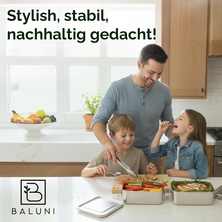 Premium Edelstahl Brotdose – Nachhaltige &amp; plastikfreie Lunchbox mit Trenner, Ersatzdichtung &amp; Trans