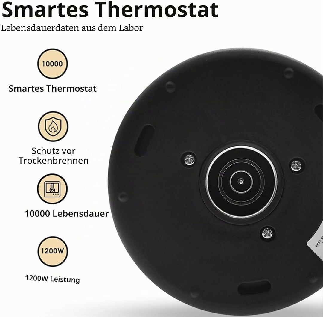 Wasserkocher mit Temperatureinstellung, 0.9L Schwarz Schwanenhals Wasserkocher 1200W Elektrischer Ed