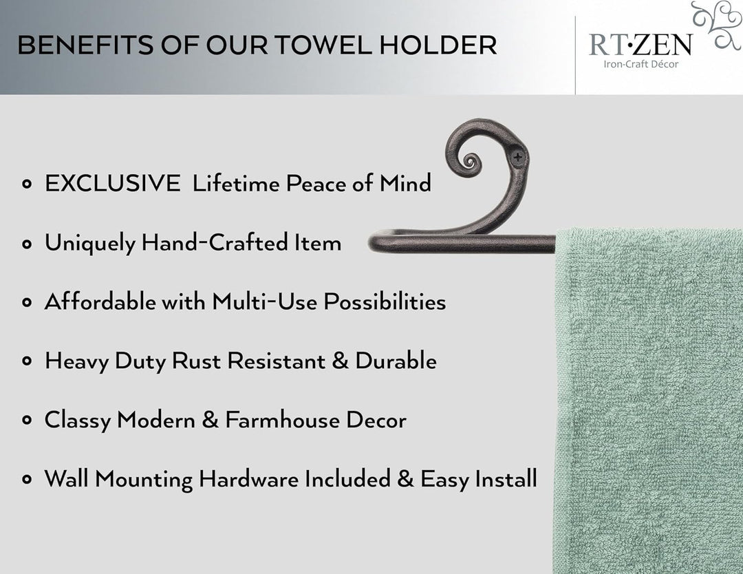 Swirls Towel Bar Hanger Holder Wall Hanger For Bathroom Or Kitchen, Handmade By RTZEN-Décor A11, Lar