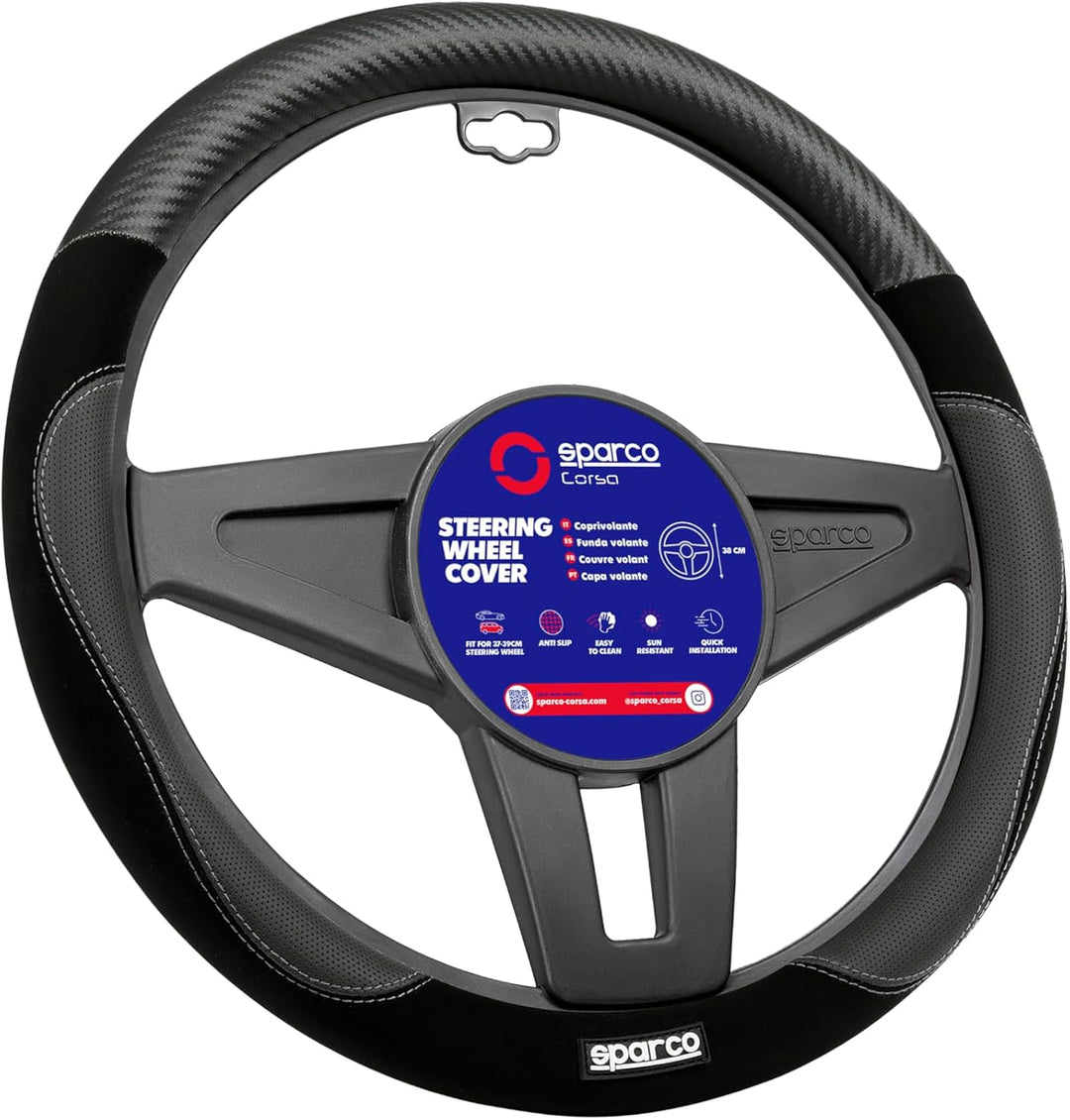 Sparco Lenkradbezug S122 Schwarz in Wildleder + PVC, SPCS122BK, S122 SCHWARZ