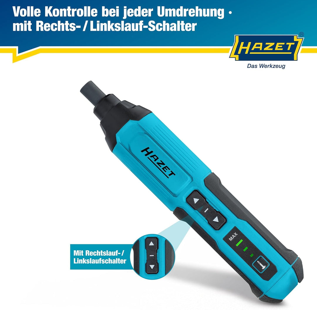 HAZET 9230B-2 Akku-Schrauber 1/4 Zoll, 4 Volt Lithium-Akku, 5 Newtonmeter max. Drehmoment, LED-Licht