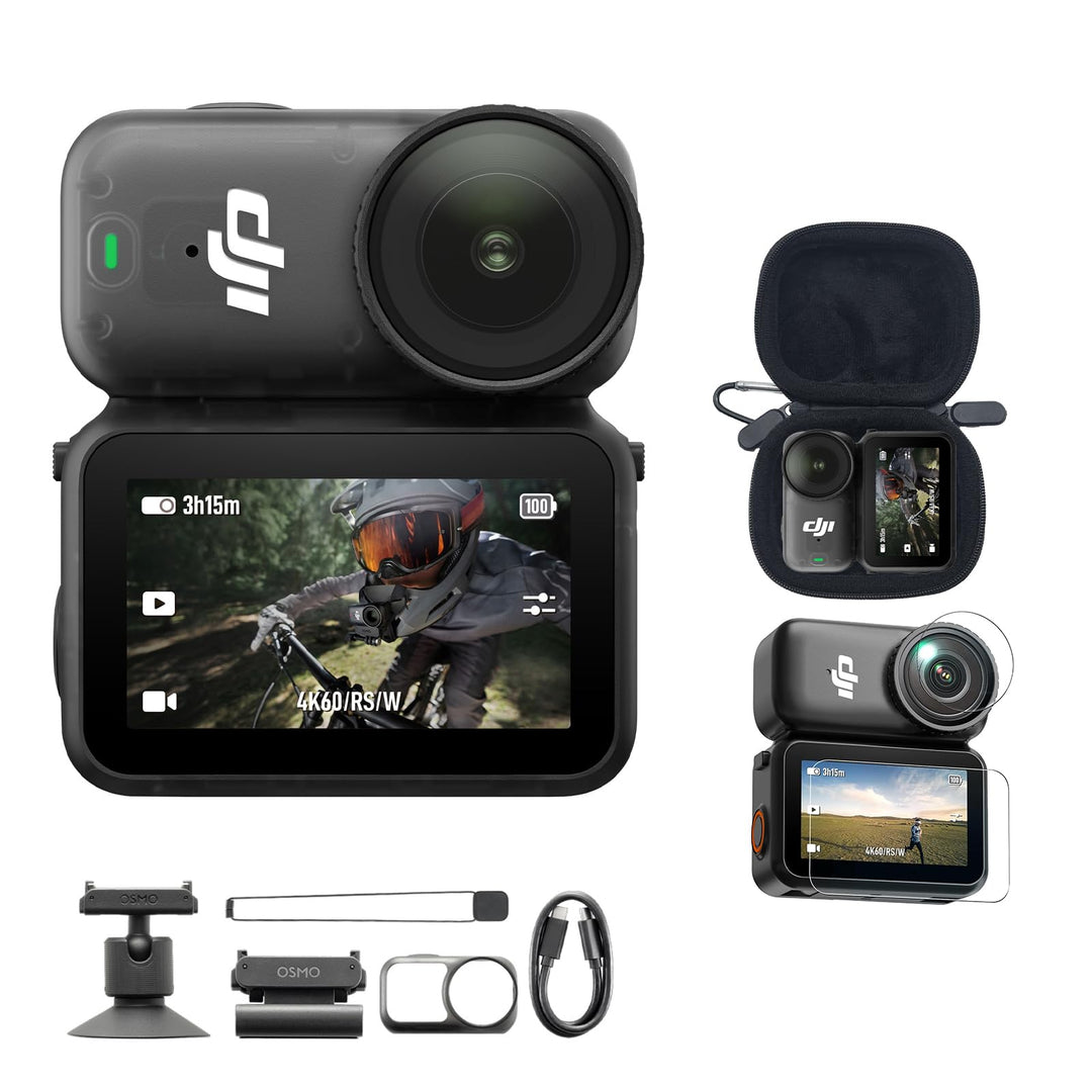DJI Osmo Nano (64GB) mit Tasche + Displayschutzfolie - 4K/60fps kleine POV Vlogging-Kamera mit 1/1,3