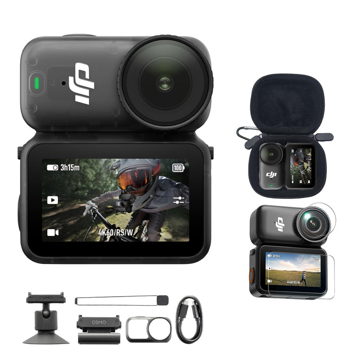 DJI Osmo Nano (64GB) mit Tasche + Displayschutzfolie - 4K/60fps kleine POV Vlogging-Kamera mit 1/1,3
