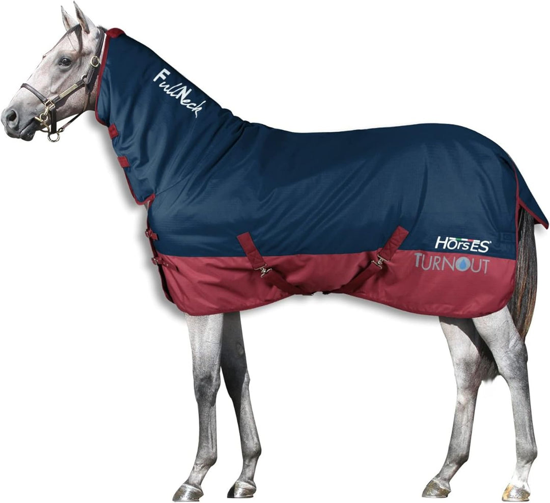 Horses, Paddockdecke für Pferdeweide Turnout Full Neck 400 gr, Wasserdicht, mit Festem Nackenbezug,