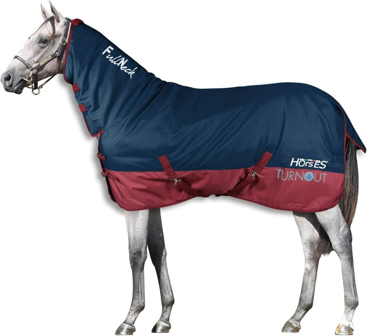 Horses, Paddockdecke für Pferdeweide Turnout Full Neck 400 gr, Wasserdicht, mit Festem Nackenbezug,