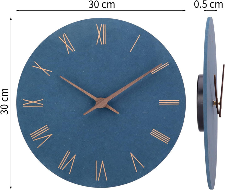 ACCSHINE MDF Holz Wanduhr Ohne TickgeräUsche Lautlos Modern 30cm Quarz Gross Batterie Betriebene Wan