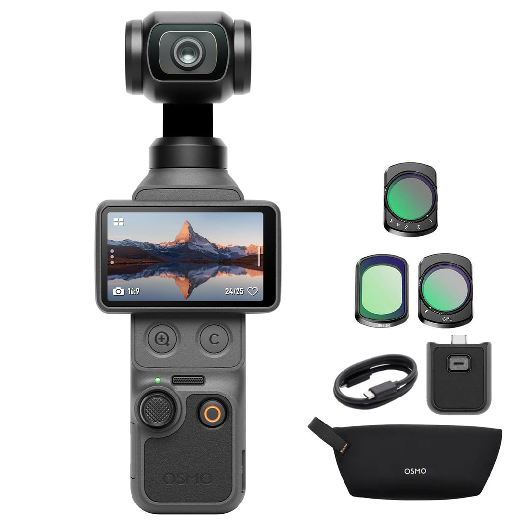 DJI Osmo Pocket 4 Essential Combo, Pocket Gimbal Vlog Kamera, 1″ CMOS und 4K/240fps, 3‑Achsen-Stabil