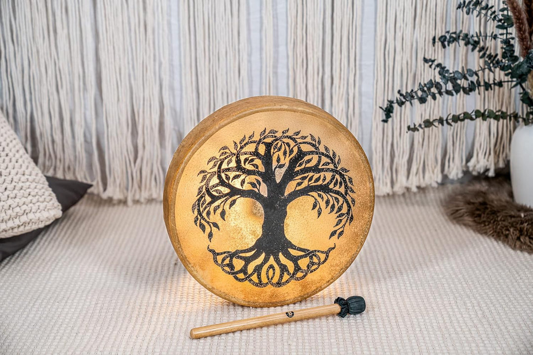 Sonic Energy 15" Rahmentrommel Lebensbaum – Schamanisches Instrument mit Büffelfell – Für Meditation