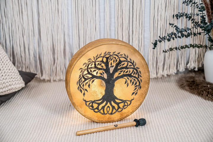 Sonic Energy 15" Rahmentrommel Lebensbaum – Schamanisches Instrument mit Büffelfell – Für Meditation