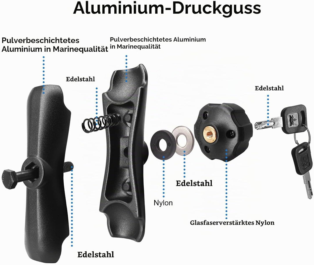 Aluminium Pleuelstange für C Grösse / 38mm Ball Zubehör, Double Socket Arm für 1,5 Zoll Ball (Anti-D