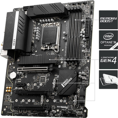 MSI PRO Z690-A WIFI DDR4 Mainboard ATX, unterstützt Intel Prozessoren 12. Generation, LGA 1700 - 14