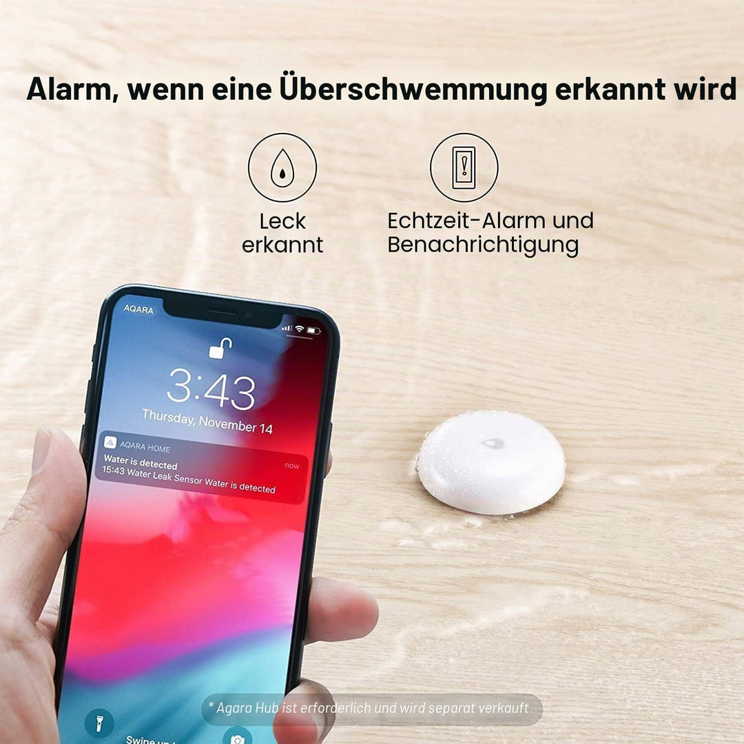 Aqara Wassermelder, Erfordert Aqara Hub, Wassersensor Drahtloser Flutdetektor für Alarmanlage und Sm