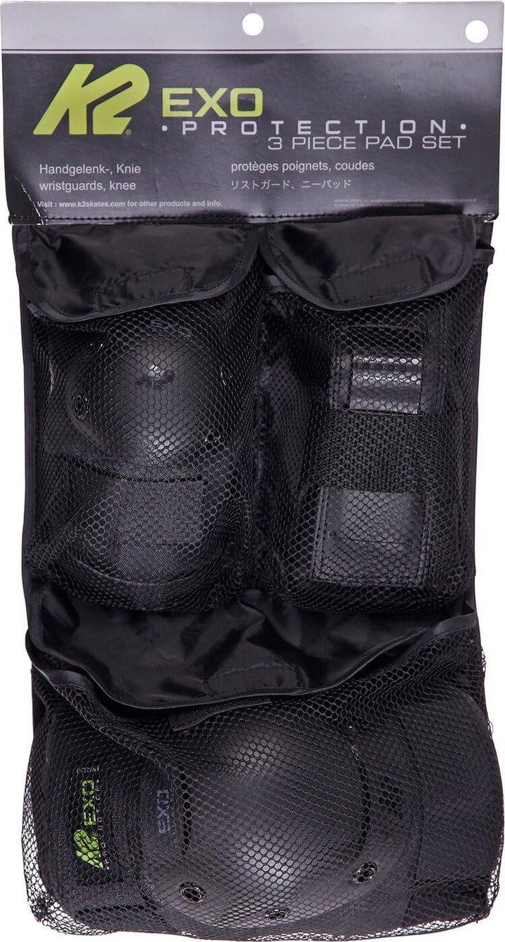 K2 Skates Unisex – Erwachsene Schonerset Exo Adult Pad Set — black - grey - green — 30E1230 M (Knee: