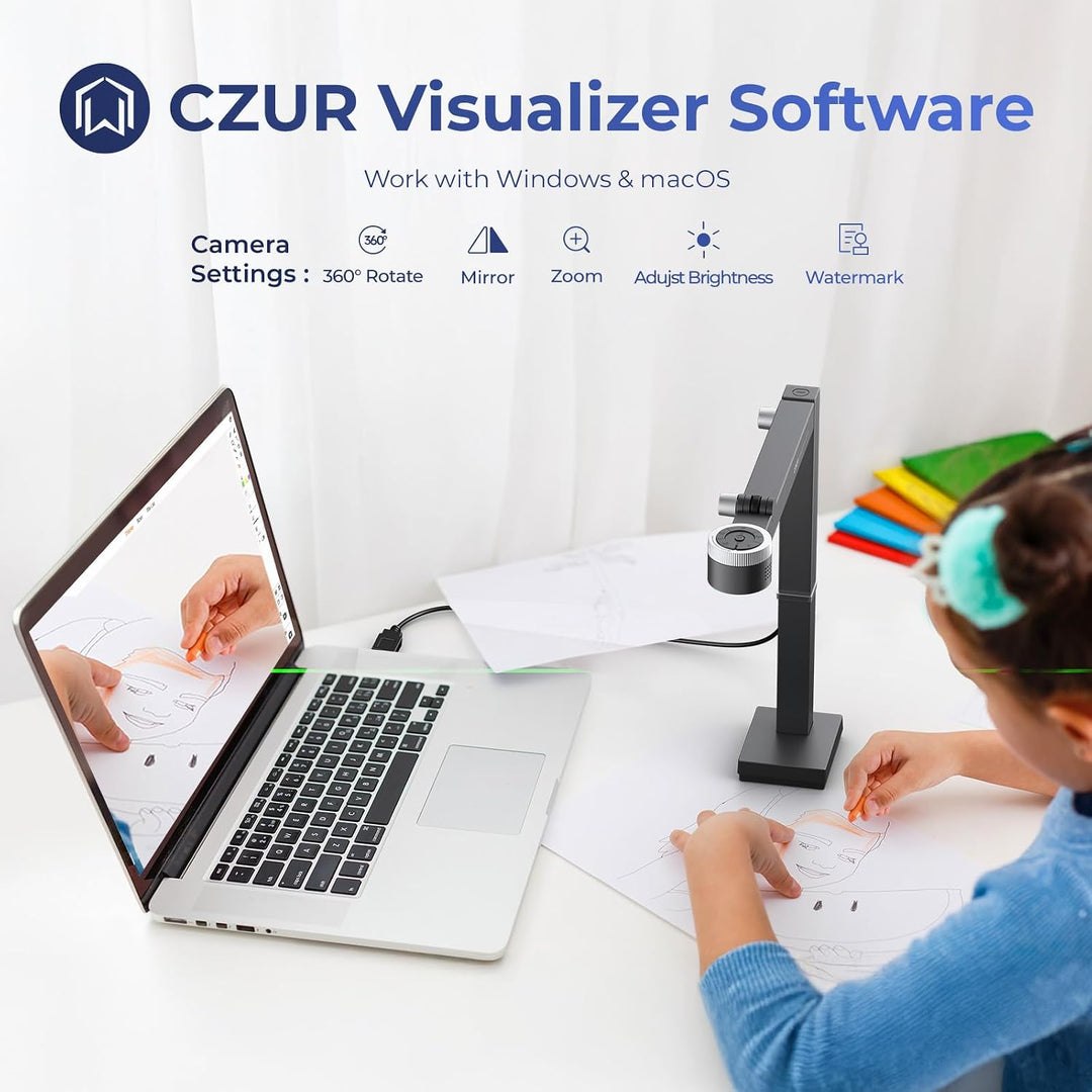 CZUR Fancy S Pro 4K USB-Dokumentenkamera & 12MP Webcam mit LED-Licht und Mikrofon, bis zu 60 fps, Au