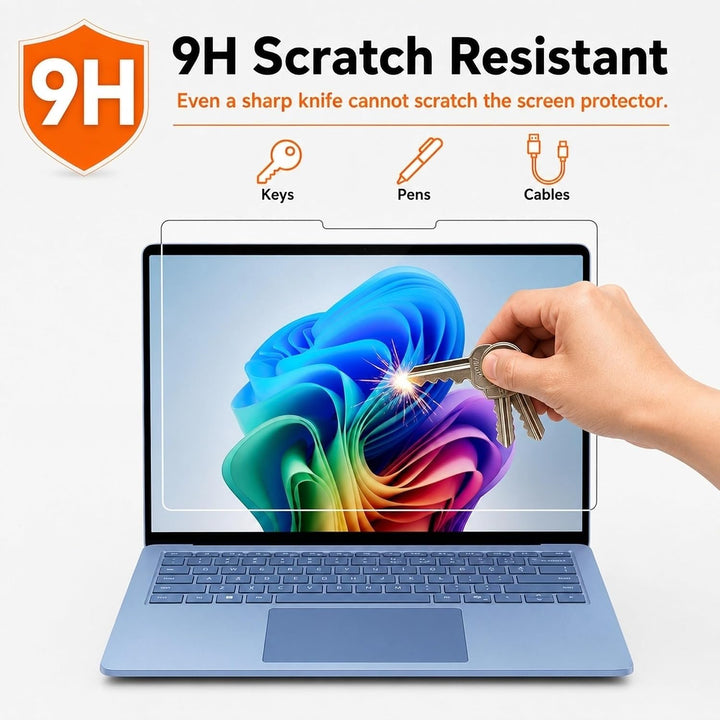 MEGOO Gehärtetem Glas Displayschutzfolie für Microsoft Surface Laptop Go 3/2/1 12.4", 9H Härte, Anti