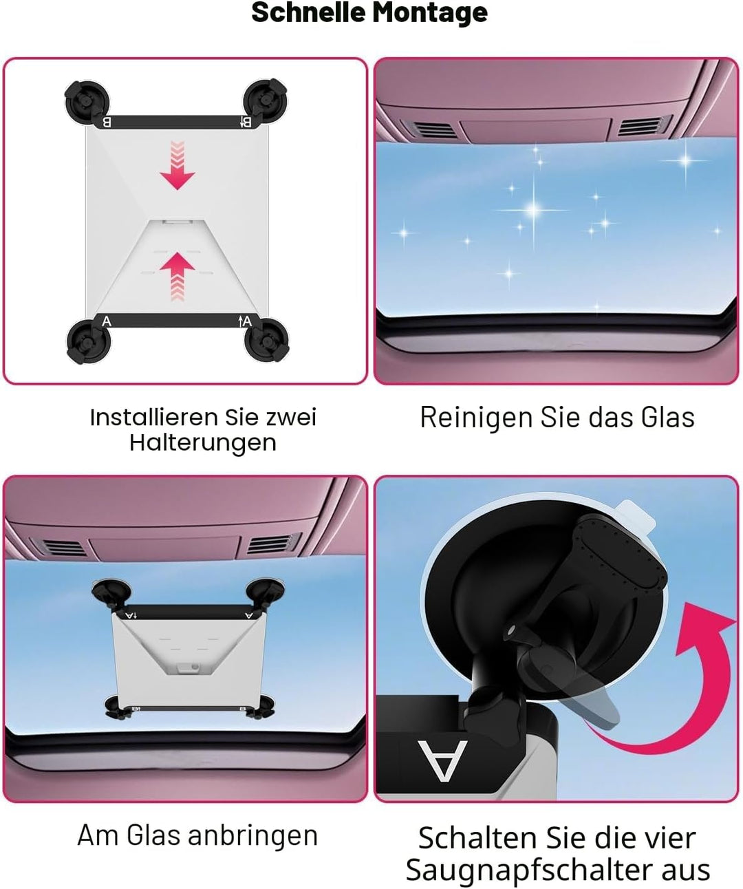 Starlink Mini Autohalterung - Starlink Halterung für Fenster und Schiebedächer, Saugnapfhalterung St