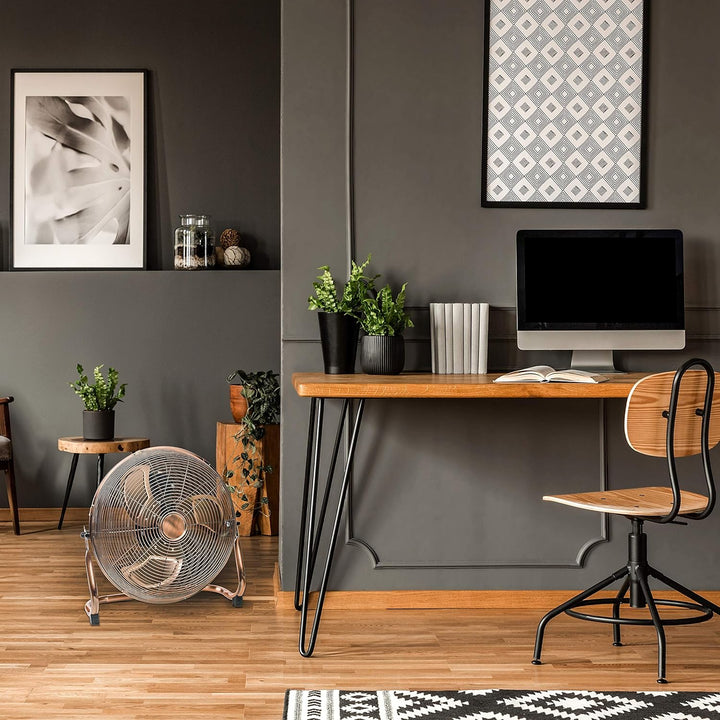 Bestron Bodenventilator im Retro-Stil, Windmaschine mit 3 Geschwindigkeitsstufen & stufenlos neigbar