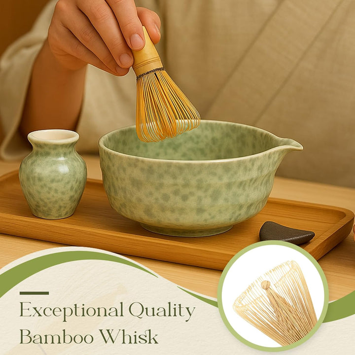 Matcha Set - 8 Stück Matcha Besen Tea Set, Matcha-Schale mit Ausgiesser, Bambus Matcha Whisk, Schauf