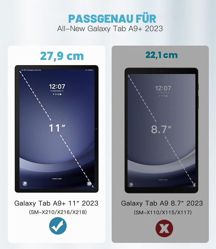 TiMOVO Drehbar Hülle Kompatibel mit Samsung Galaxy Tab A9+/A9 Plus 11 Zoll 2023 SM-X210/X216/X218, 9