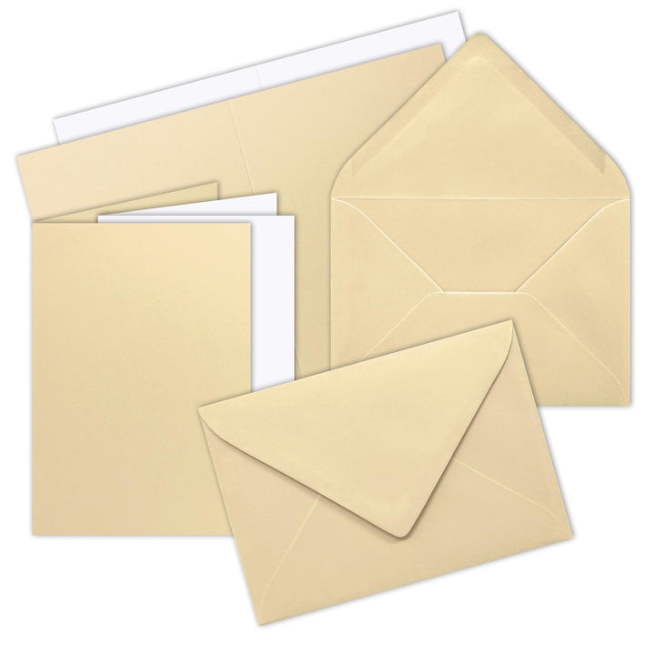 25x Faltkarten Set DIN A6/C6 mit Brief-Umschlägen in Karamel - inklusive Einleger - 14,8 x 10,5 cm -