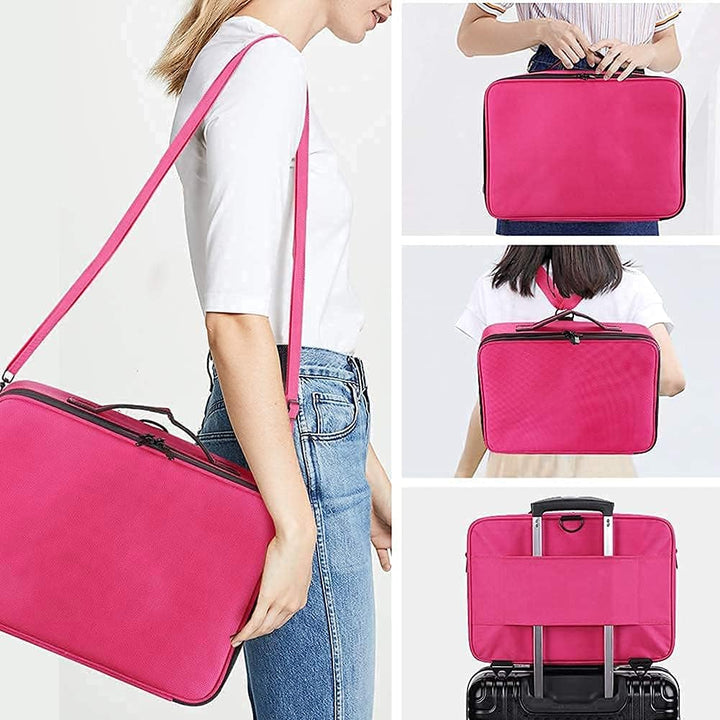 GZCZ Reise Kosmetiktasche,Make Up Koffer,Grosse Kapazität,Rosa,16,5" Rosa L, Rosa L