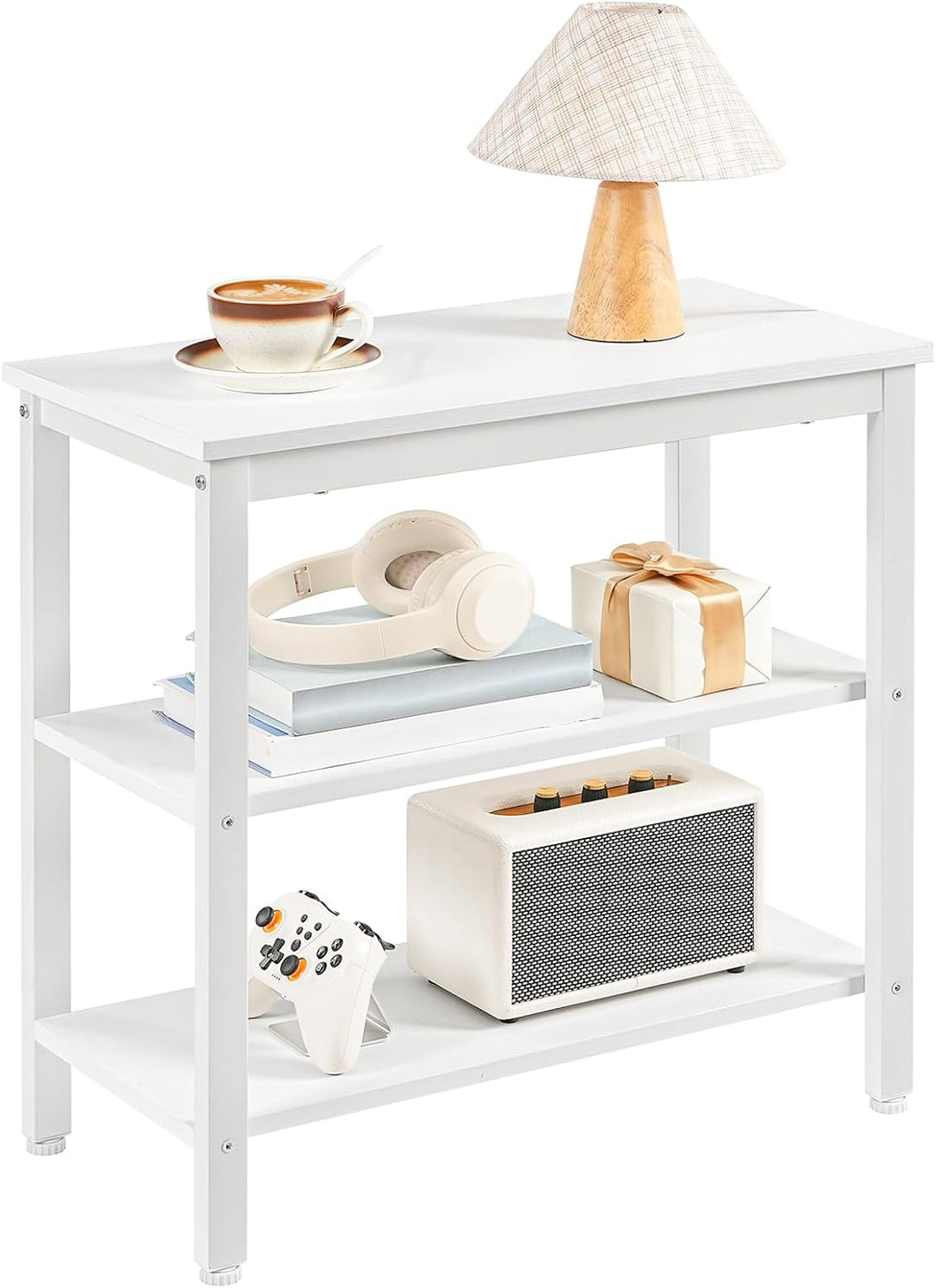 HOOBRO Beistelltisch, Nachttisch mit 3 Ablage, Sofatisch Industriestil, Nachtschrank, Schlafzimmer,