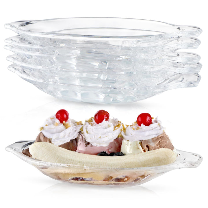 MOLIGOU Bananen-Split-Boot-Schalen, 209 ml, Eisbecher, transparentes Acryl, Servierschalen für Banan