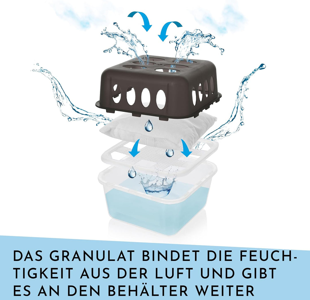 Vaily Luftentfeuchter 4er Set mit 8x 400g Nachfüllbeutel - Raumentfeuchter mit Granulat für Bad, Kel