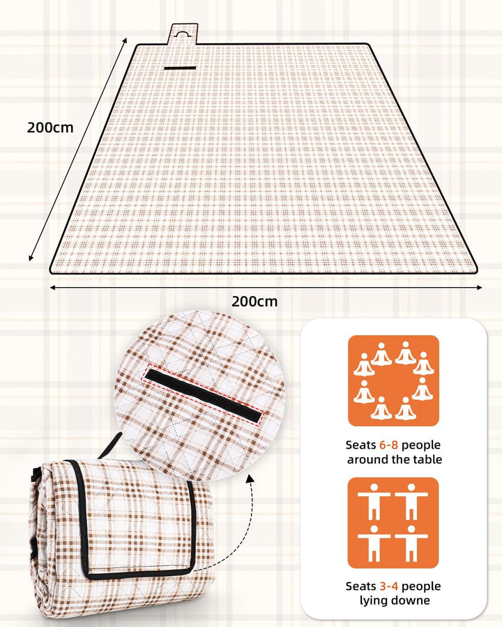 Picknickdecke 200x200,picknickdecke wasserdicht wasserdicht Waschbar, isoliert stranddecke Sandfrei