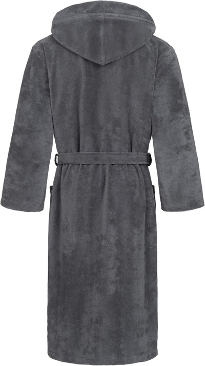 Morgenstern Bademantel Damen Herren Kapuze Frottee Baumwolle Velours Lang, XL Anthrazit-Grau