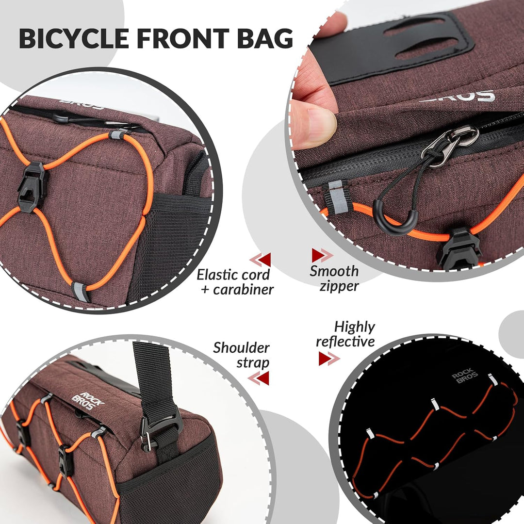 ROCKBROS Fahrrad Lenkertasche 2,2L als Umhängetasche | Fahrradtasche vorne mit abnehmbarem Tragegurt