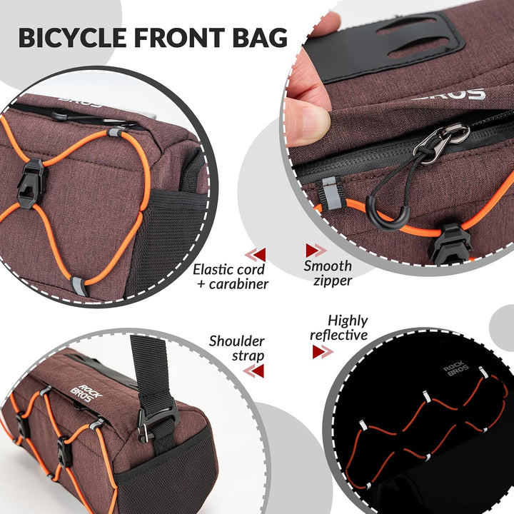 ROCKBROS Fahrrad Lenkertasche 2,2L als Umhängetasche | Fahrradtasche vorne mit abnehmbarem Tragegurt