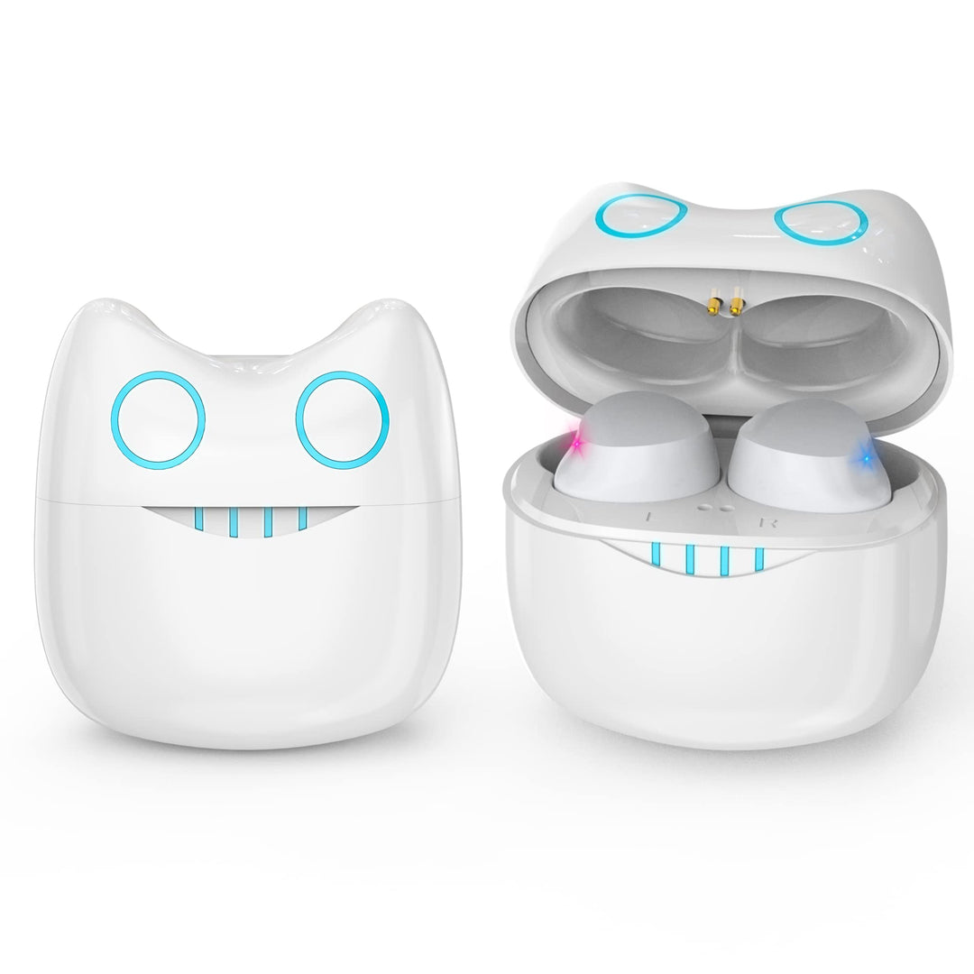 White Bluetooth Headphones, In-Ear Wireless Headphones with Cute Charging Case, Built-in Microphone