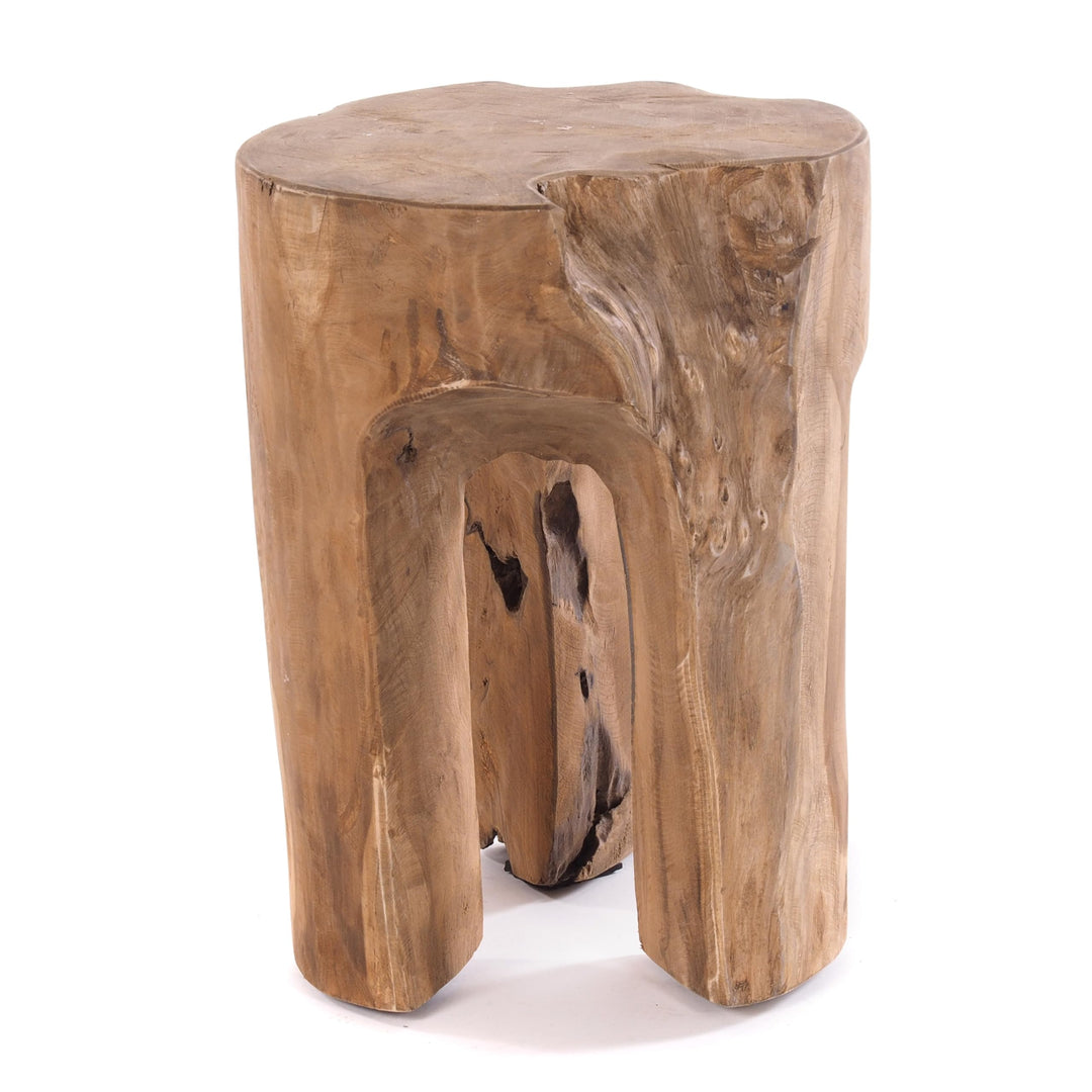 DESIGN DELIGHTS RUSTIKALER BAUMSTAMM HOCKER Log | 41x29x29 cm (HxBxT), Altholz, Natur | Sitzhocker L