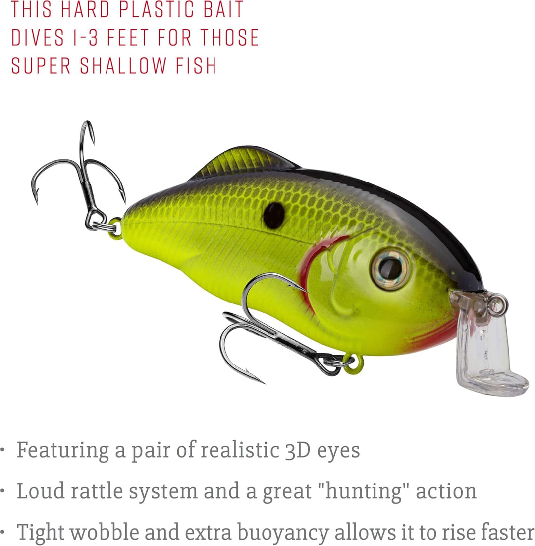 Strike King Hybrid Hunter Shallow Chartreuse mit schwarzer Rückseite 1 oz, Chartreuse mit schwarzer